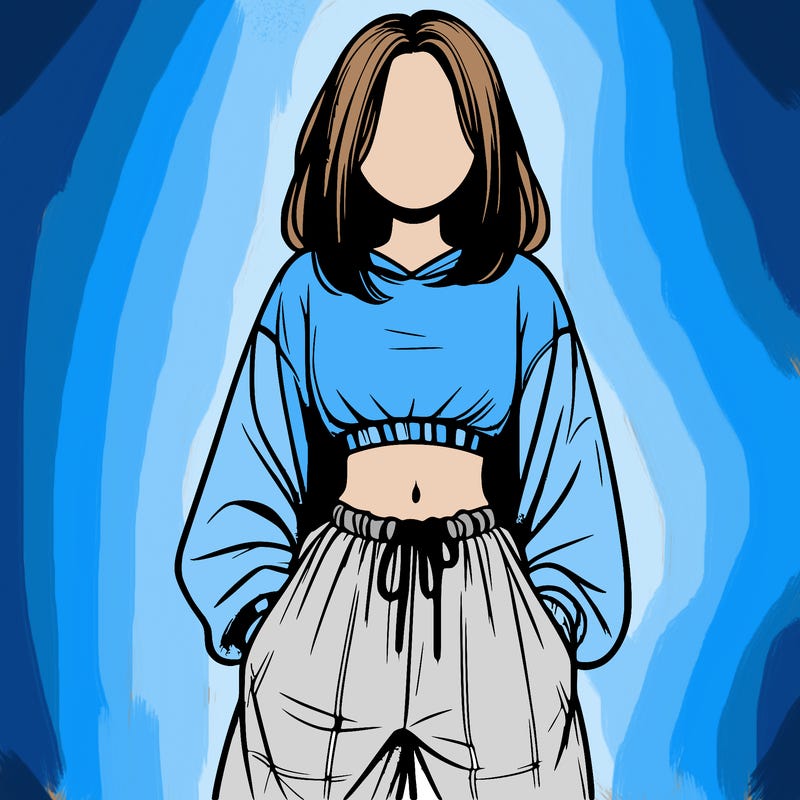 realistic girl faceless with baggy pants and a crop top