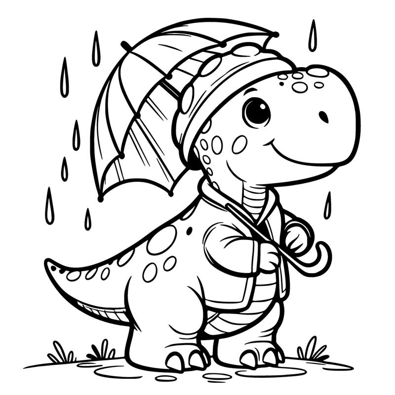 dinasour with a rain coat