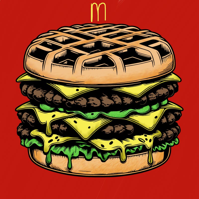 realistic waffle burger