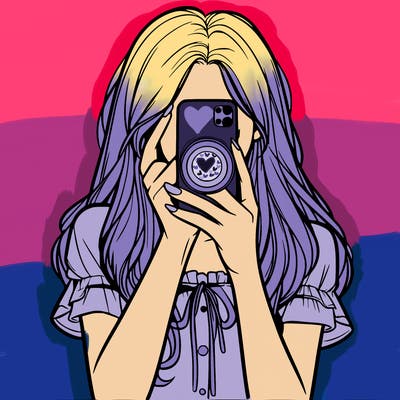 a realistic girl holding her phone taking pictures
