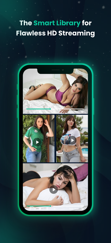 X Video Downloader - HD Player - X Video Downloader app interface showing a smart library for flawless HD streaming