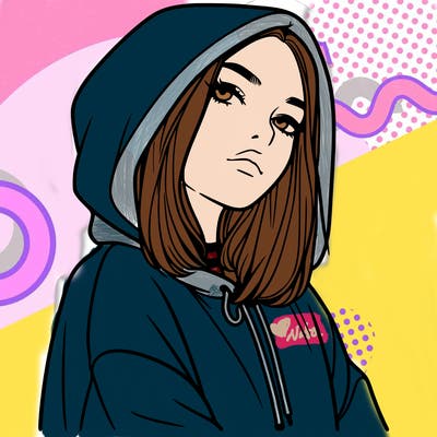 a realistic girl in a hoodie