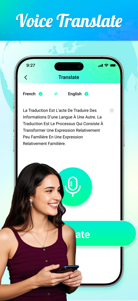 Translate Rabbit - Interfaccia dell'app Translate Rabbit che mostra la funzione di traduzione vocale