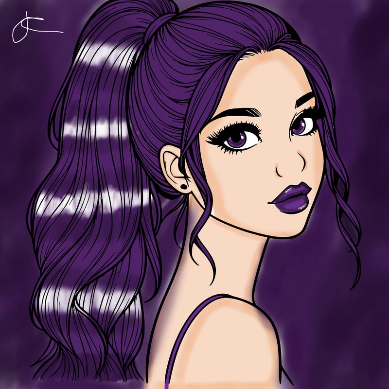 realistic pretty girl with high pony tail