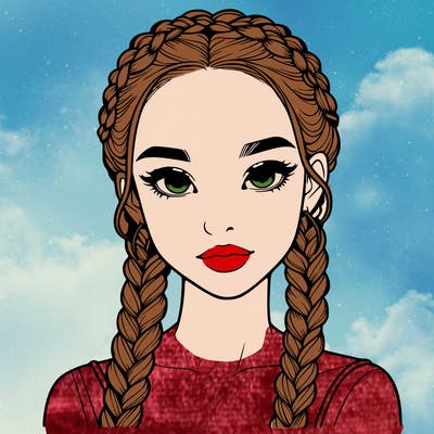 realistic girl with braids