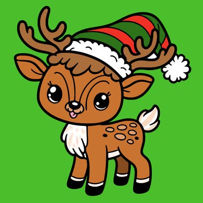christmas reindeer with santa hat