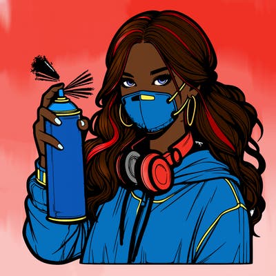 realistic girl spray painting