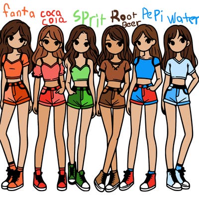 a group of girls wearing crop tops and shorts