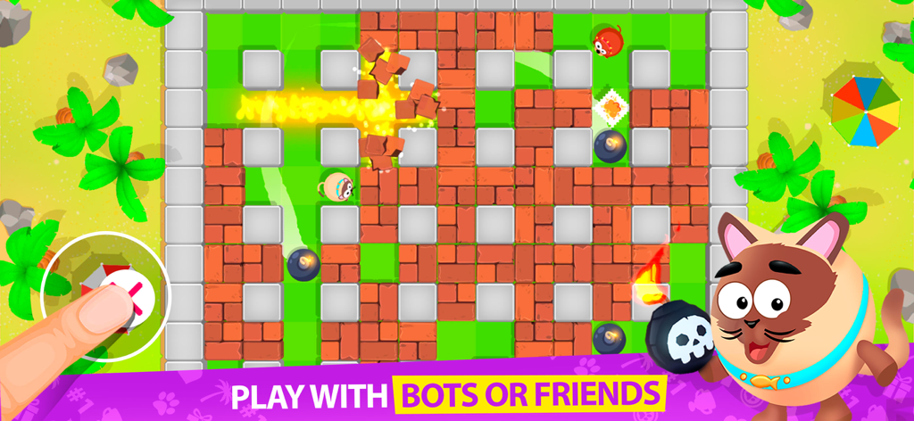 2 3 4 Player Party Mini Games - Gameplay d'un mini-jeu de type bomber dans le labyrinthe de l'application Mini-jeux de fête pour 2 3 4 joueurs