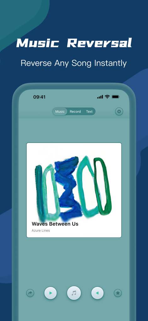 Music reversal interface of the Reverse Audio Challenge app showing a song player.