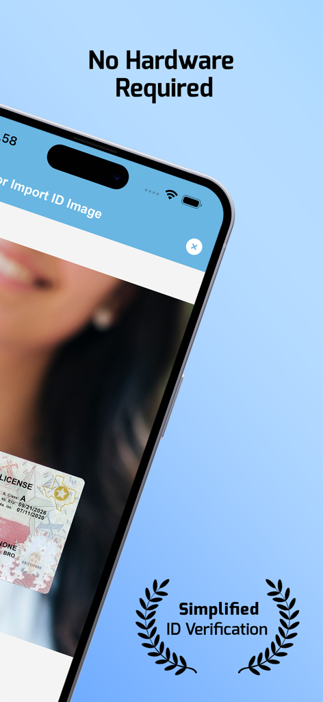 A smartphone scanning a drivers license for simplified ID verification in a nightclub or bar