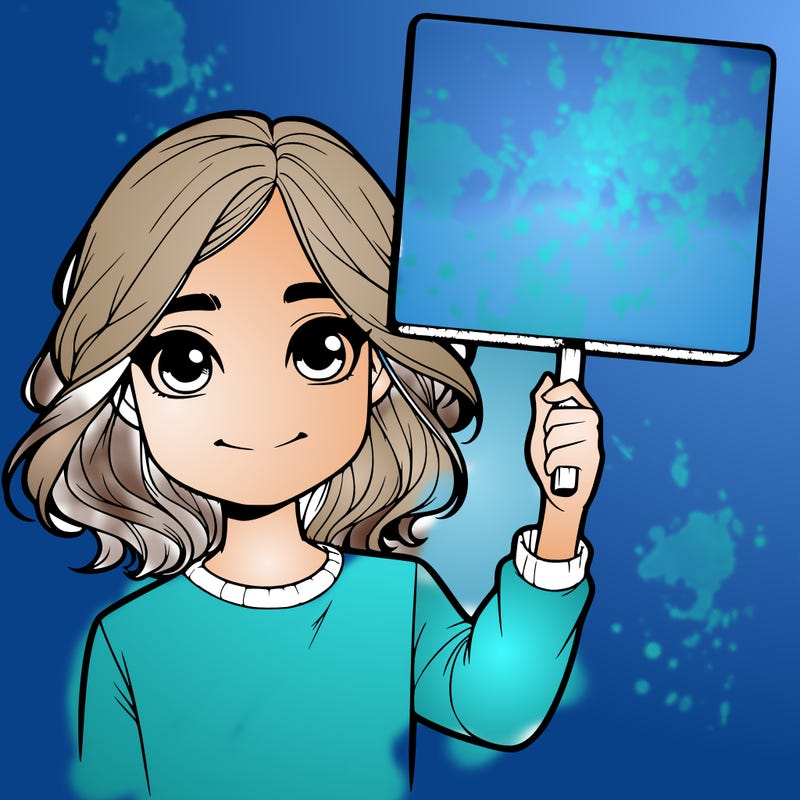 realistic girl holding up a sign