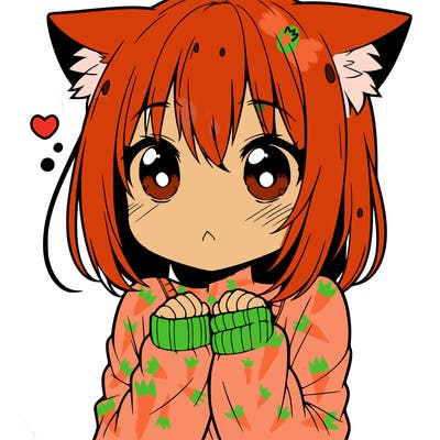 shy anime catgirl