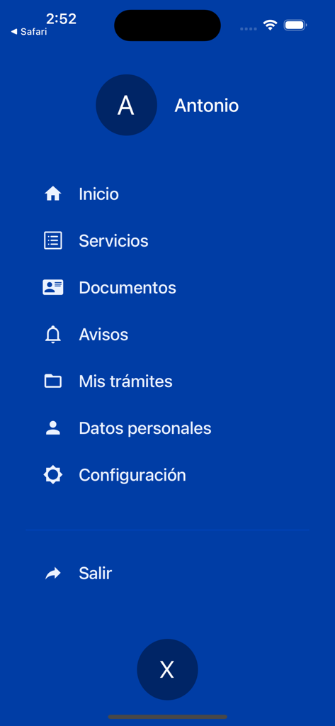 gub.uy - Main menu of the gub.uy app showing services and digital document management