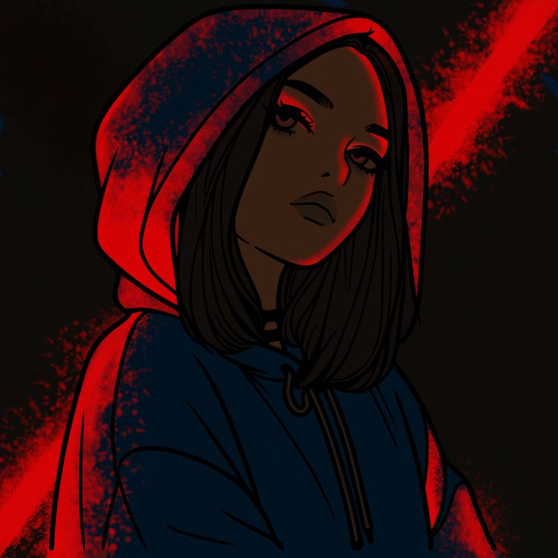 a realistic girl in a hoodie