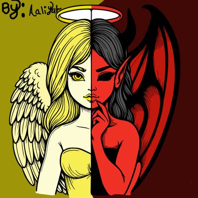 realistic angel half demon