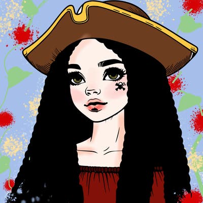 realistic girl with box braids and i realistic pirate hat