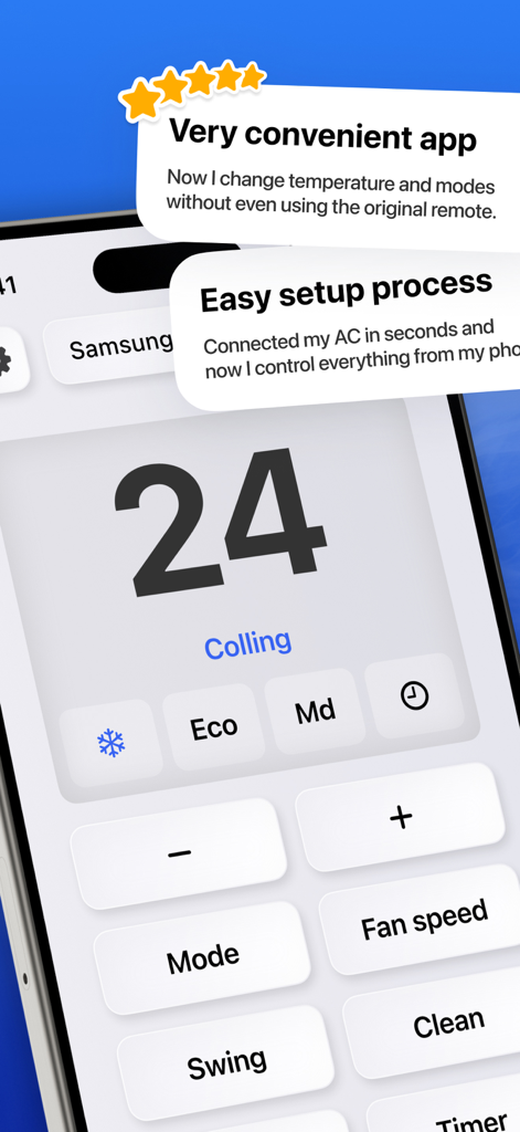 Universal AC Remote Control ‧ - Aplicación móvil Control Remoto Universal de Aire Acondicionado que muestra el ajuste de temperatura y las reseñas de los usuarios
