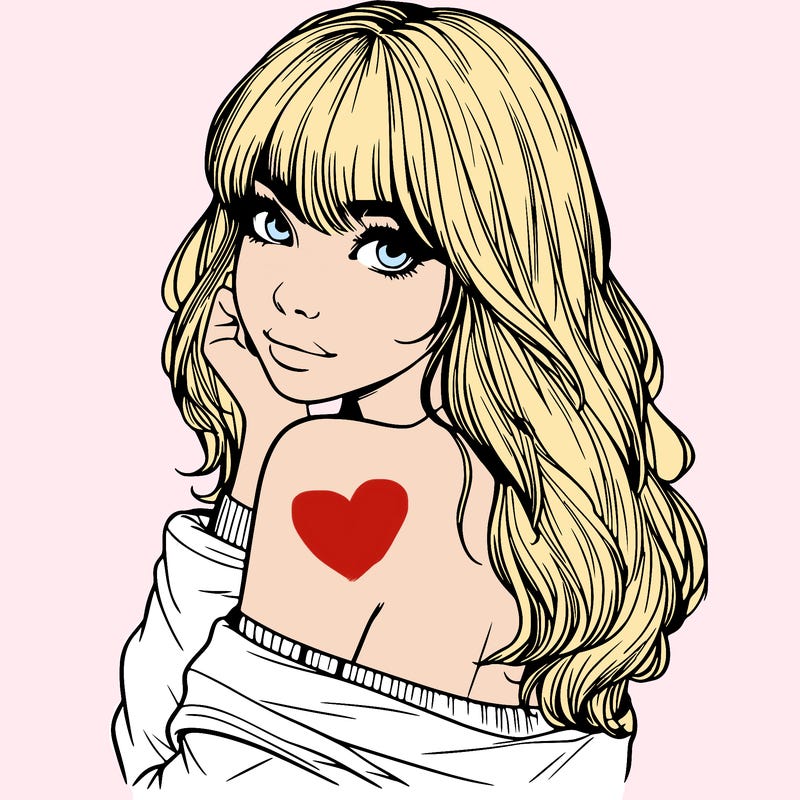 realistic girl with bangs looking over her shoulder