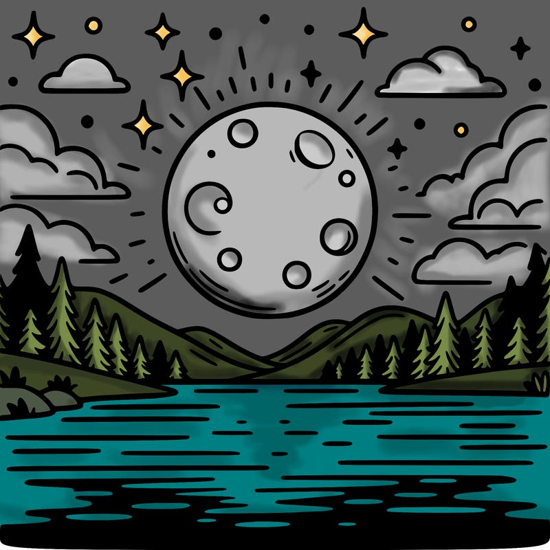 moonlight shining on a lake