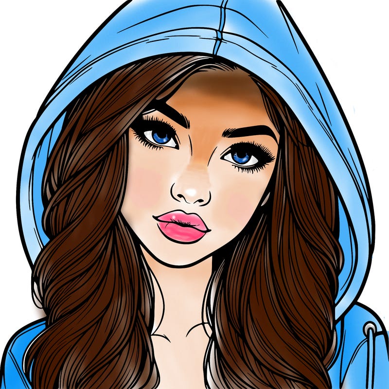 realistic beautiful girl with a hood on
