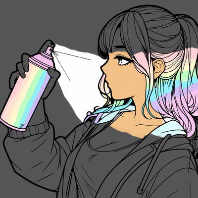 a realistic girl spray, painting