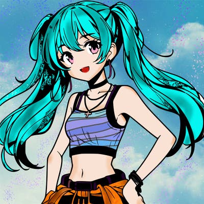 anime girl wearing crop top