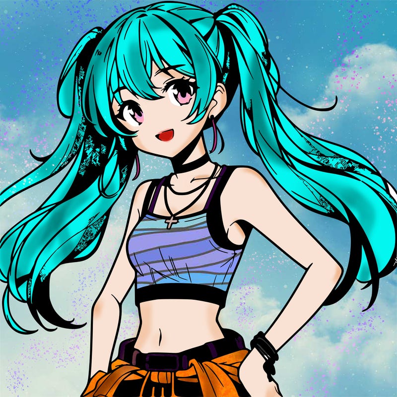 anime girl wearing crop top