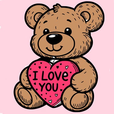 teddy bear holding an i love you heart