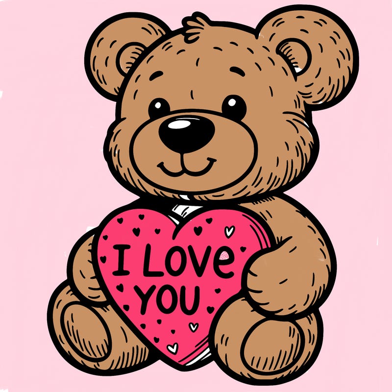 teddy bear holding an i love you heart