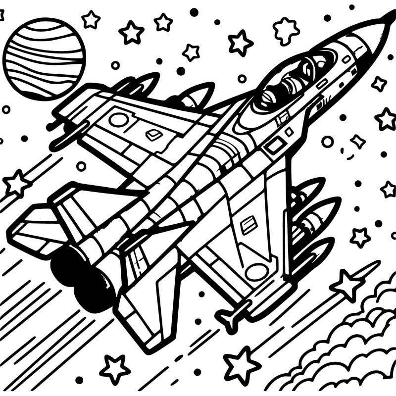 fighter jet in space