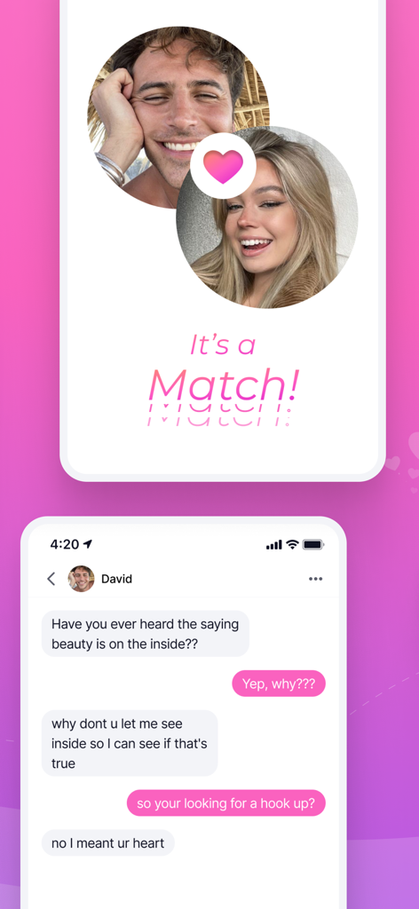 Vibes Dating: Meet new friends - Match notification and chat interface on the Vibes dating app