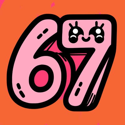 the numbers 67