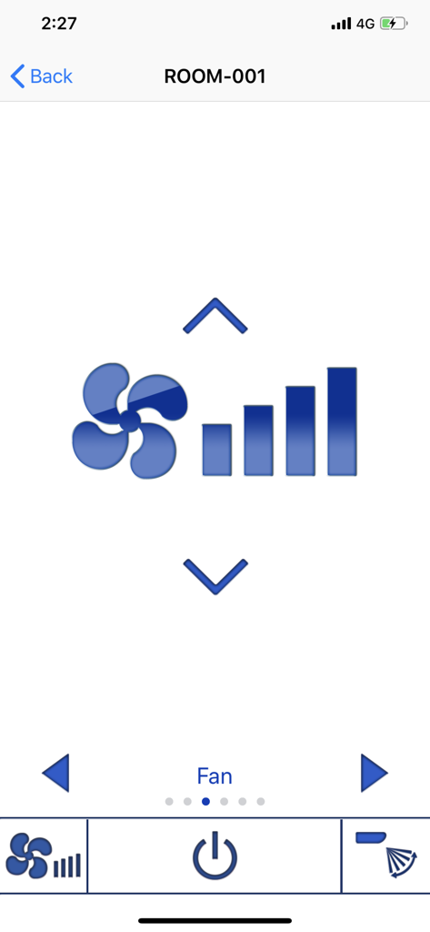 MELRemo - MELRemo mobile app interface showing fan speed adjustment for a Mitsubishi Electric air conditioner