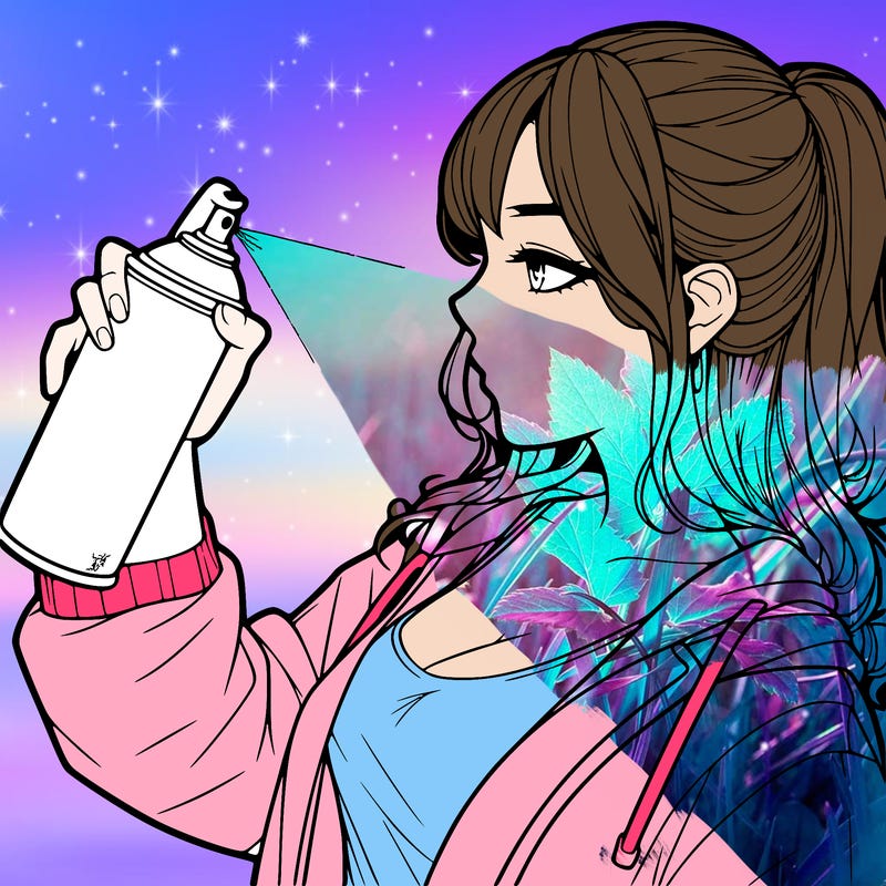 a realistic girl spray, painting