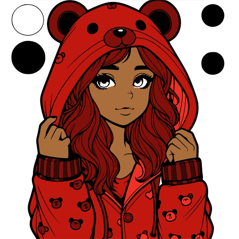 realistic girl in a animal pjs hoodie