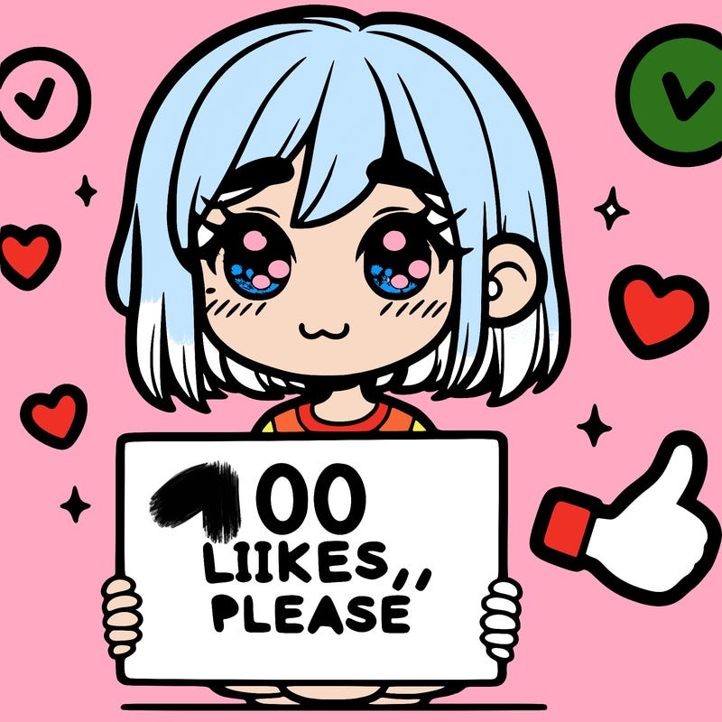 a girl with a sign saying 100 likes, please