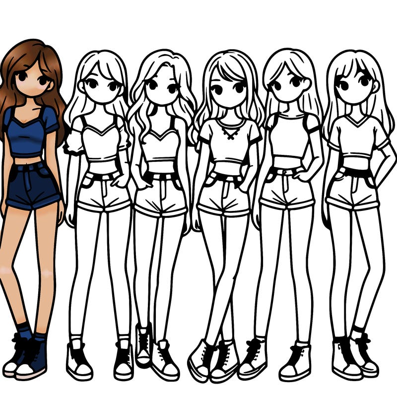 a group of girls wearing crop tops and shorts