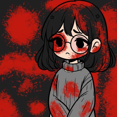 sad girl with glasses in a sweater