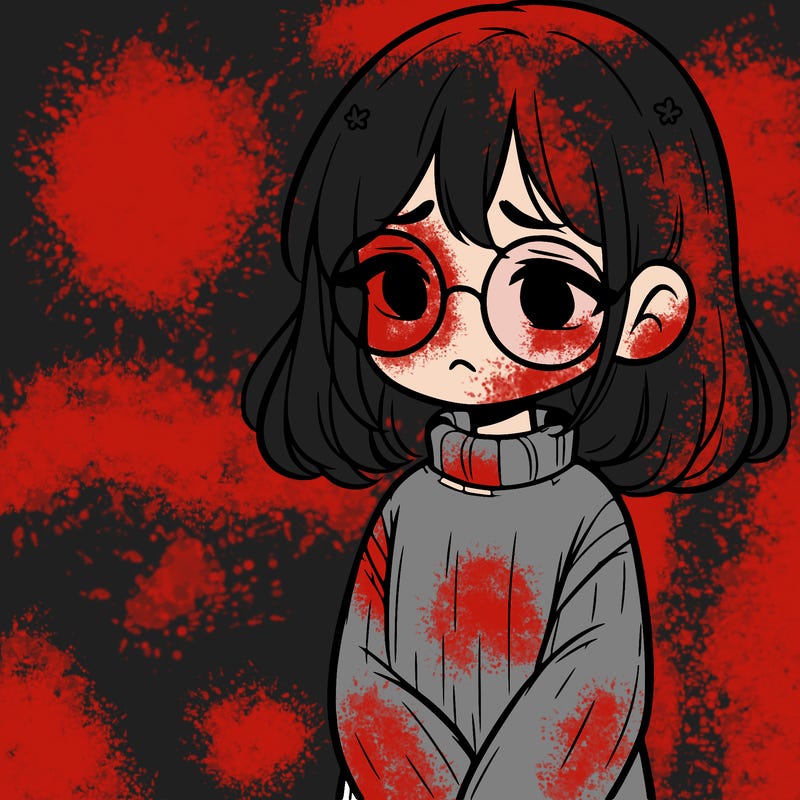 sad girl with glasses in a sweater