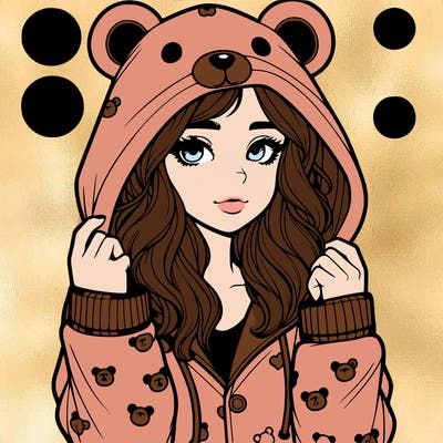 realistic girl in a animal pjs hoodie