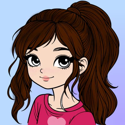 realistic girl with ponytail