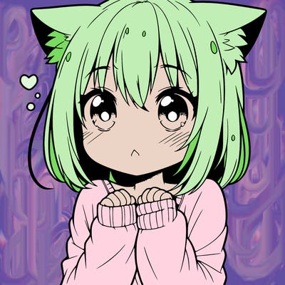 shy anime catgirl