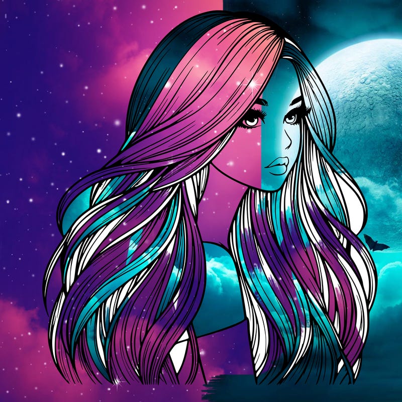 realistic girl with long realistic hair