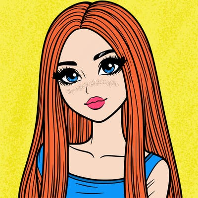 realistic girl with straight and long hair