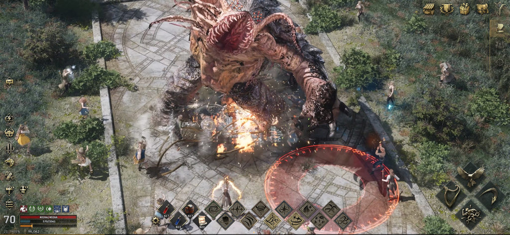 Legend of YMIR - Jogadores lutando contra um monstro gigante em Legend of YMIR MMORPG