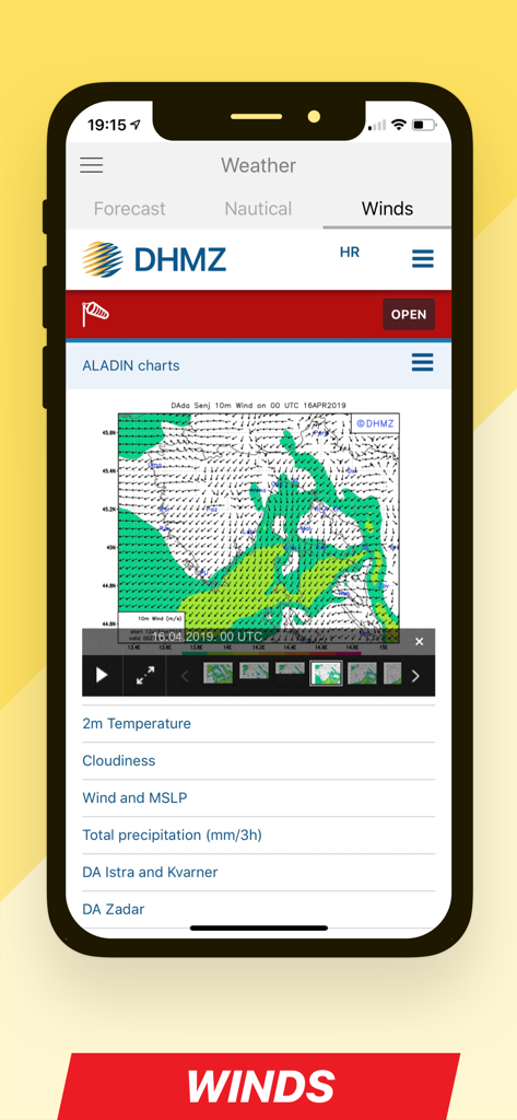 SeaHelp - SeaHelp app showing wind forecast and meteorological charts for boating safety