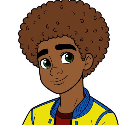 teen boy with afro