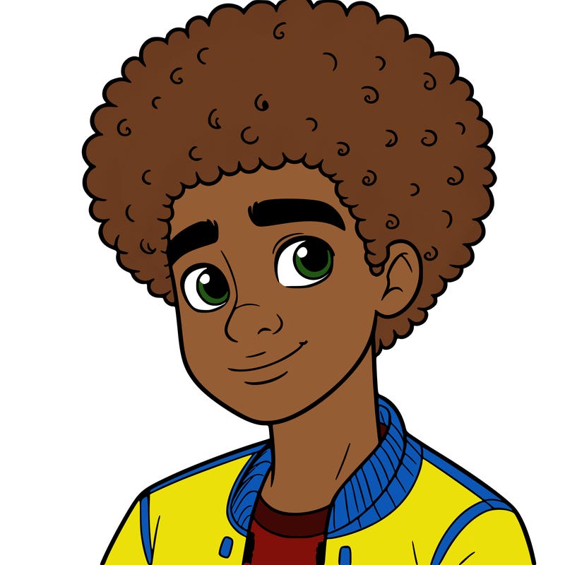 teen boy with afro