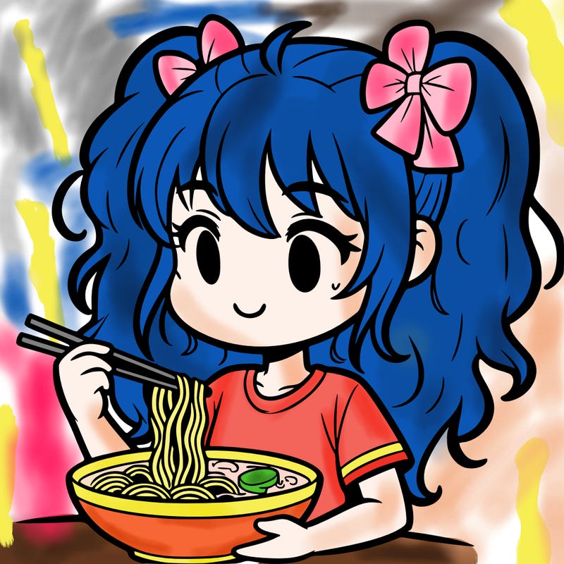 a girl eating ramen